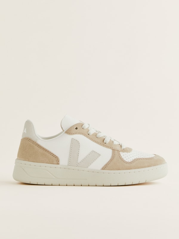 Veja V-10 Leather Sneaker - Extra White / Natural / Sahara